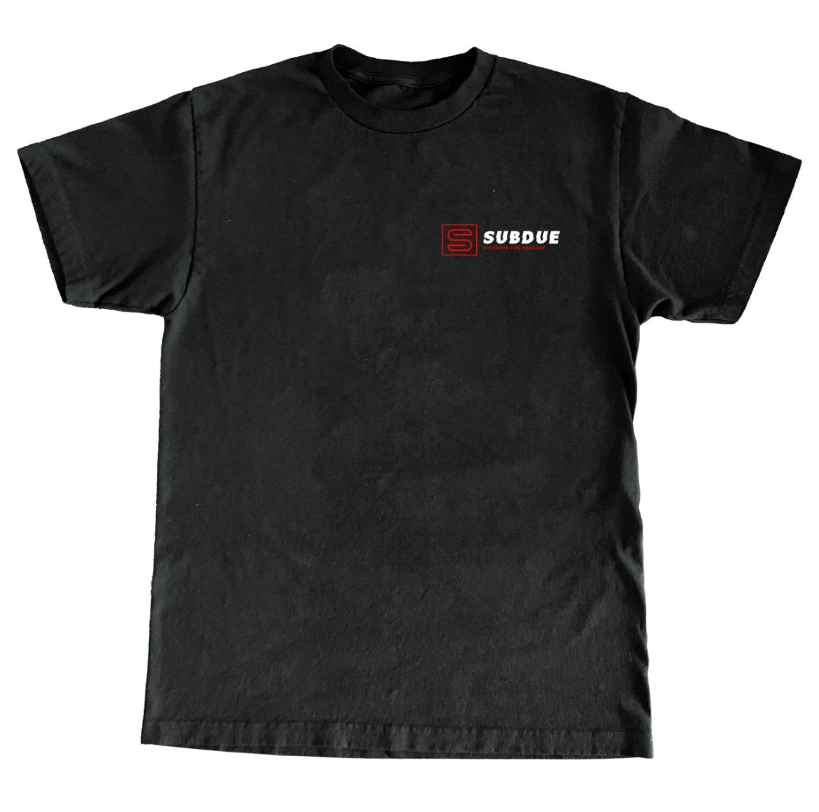 Oversized Midnight Black Short Sleeve Subdue T-Shirt - White & Red Pocket Logo