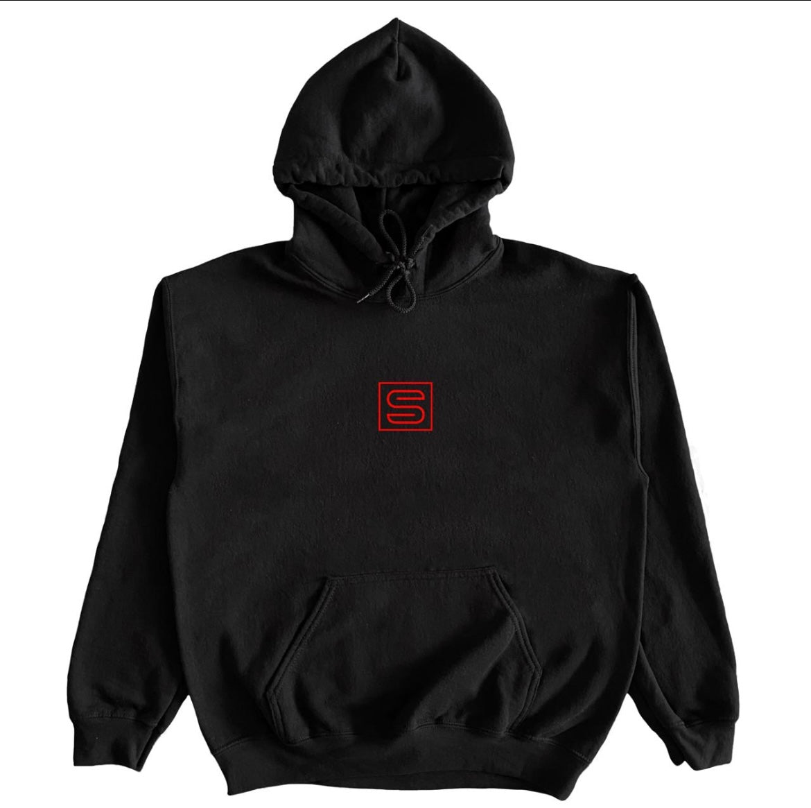 Subdue Midnight Black Small S Logo Hoodie with The Black & Red Logo Trim