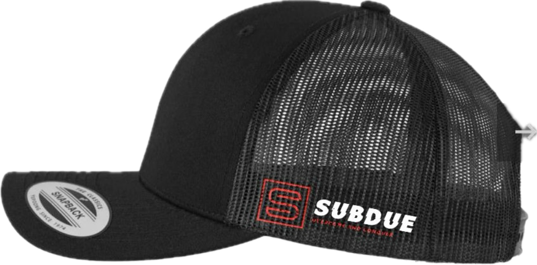 The Subdue Black Trucker Mesh Baseball Cap